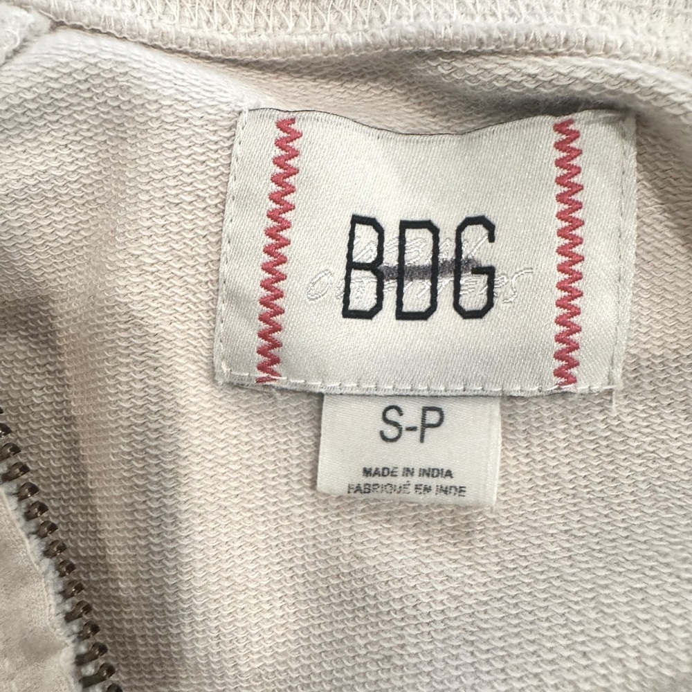 Urban Outfitters BDG 1970 ‘Khai’ Exposed Seam Cropped Sweatshirt Beige Small - Picture 4 of 12